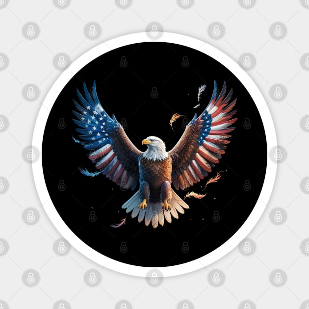 American Flag Bald Eagle Patriotic Eagle 4th of July USA Magnet by Creatifly Graphic Tees